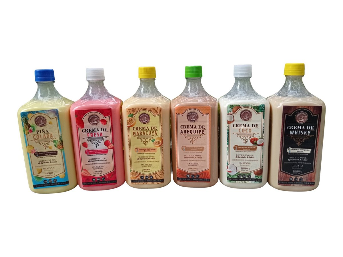 Botellas de cócteles cremosos de un litro