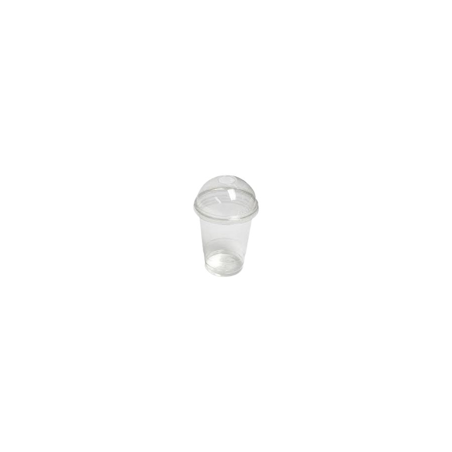 Vaso plástico transparente con tapa domo